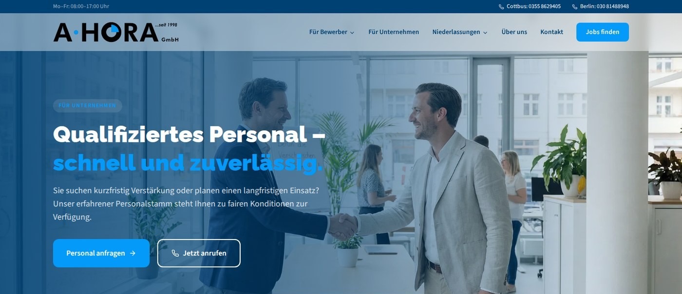 Neuer Bereich für Unternehmen: Qualifiziertes Personal – schnell und zuverlässig
