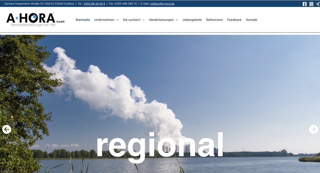 Alte Startseite: Bild-Slider mit Landschaft und dem Wort regional